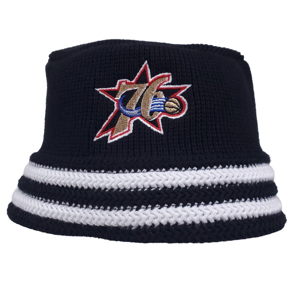 Philadelphia 76ers Mitchell & Ness‎ NBA Knit Bucket Hat Embroidery Logo New